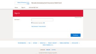 Nevada Unemployment Insurance Debit Card - Sign In