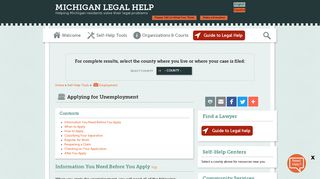 Applying for Unemployment | Michigan Legal Help