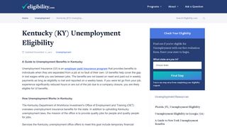 Kentucky Unemployment Benefits Eligibility - Eligibility.com