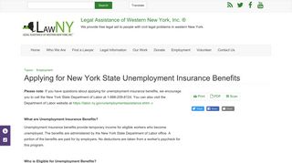 Applying for New York State Unemployment Insurance Benefits - LawNY