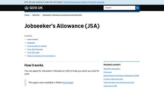 Jobseeker's Allowance (JSA) - GOV.UK