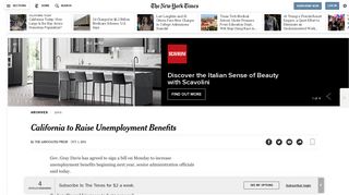 California to Raise Unemployment Benefits - The New York Times