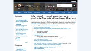 Information for Unemployment Insurance Applicants (Claimants ...