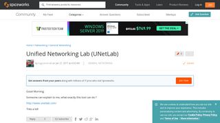 [SOLVED] Unified Networking Lab (UNetLab) - Spiceworks Community