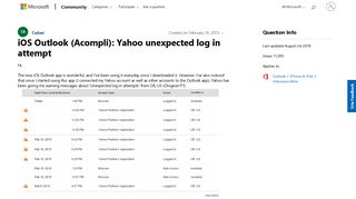 iOS Outlook (Acompli): Yahoo unexpected log in attempt - Microsoft ...
