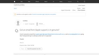 Got an email from Apple support, is it ge… - Apple Community