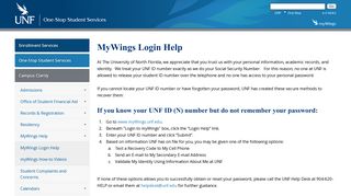 UNF - One-Stop Student Services - MyWings Help
