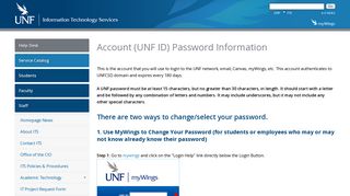 UNF - Information Technology Services - Account Password Information