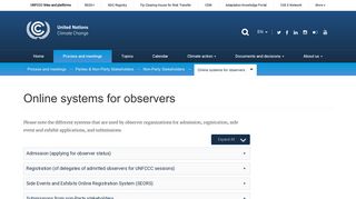 Online systems for observers | UNFCCC