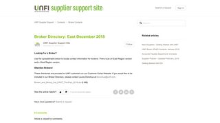 Broker Directory: East December 2018 – UNFI Supplier Support
