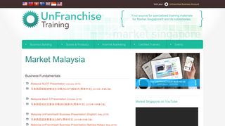 Market Malaysia UnFranchise Training Materials - maWebCenters