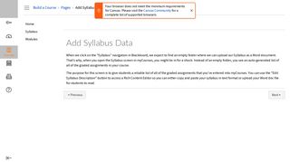 Add Syllabus Data: Build a myCourses Course