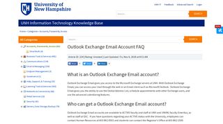 Outlook Exchange Email Account FAQ - University of New Hampshire