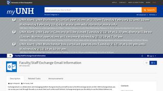 Faculty/Staff Exchange Email Information | All Campuses | myUNH