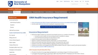 UNH Health Insurance Requirement | Health & Wellness