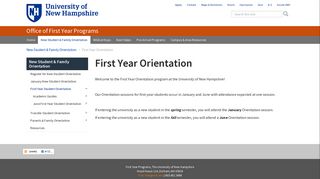First Year Student Orientation - University of New Hampshire