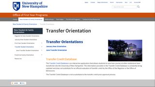 Transfer Student Orientation - University of New Hampshire