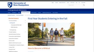 First Year Students Entering in the Fall ... - UNH Admissions
