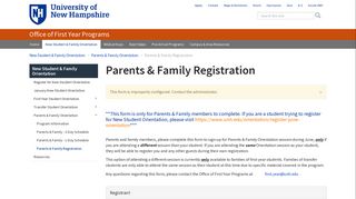 Parents & Family Registration - University of New Hampshire