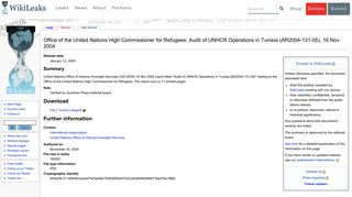 Office of the United Nations High Commissioner for Refugees: Audit ...