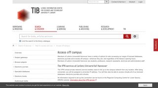 Access off campus - Technische Informationsbibliothek (TIB)