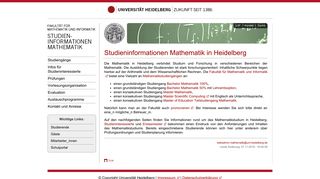 Informationen zum Mathematikstudium an der Universität Heidelberg