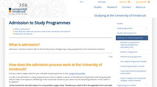 Admission to Study Programmes – Universität Innsbruck