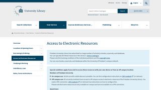 Access to Electronic Resources - User Service - University Library ...