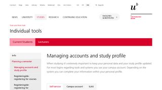 Managing accounts and study profile - University of Bern