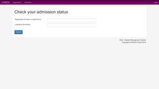Check your admission status - Uniben.edu