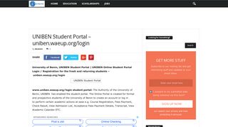 UNIBEN Student Portal – uniben.waeup.org/login - Eduinformant