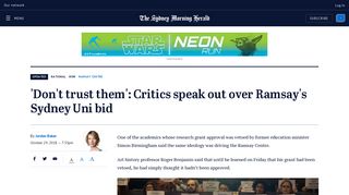 'Don't trust them': Critics speak out over Ramsay's Sydney Uni bid