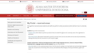 My Portal – reserved areas — University of Bologna