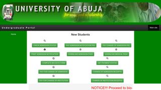 Login As New Student - UniAbuja portal - University of Abuja