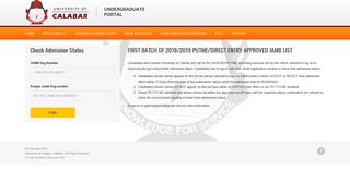 Check Univesrity of Calabar Admission Status - MyUNICAL