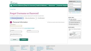 Forgot Username or Password - UniCare