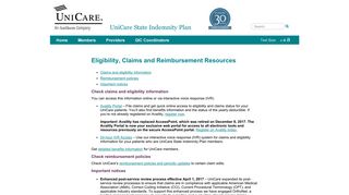 UniCare State Indemnity Plan - Eligibility and Claims Resources