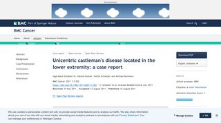 Unicentric castleman's disease located in the lower extremity: a case ...