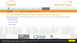 Set up access to your Unicom Website email account