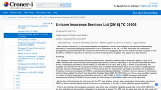 Unicom Insurance Services Ltd [2016] TC 05509 | Croner-i Tax and ...
