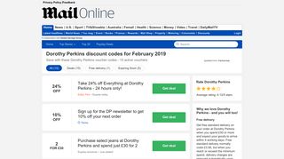 Get 25% OFF | January 2019 | Dorothy Perkins discount codes | Daily ...