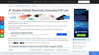 Uniden Default Password, Login & IP List (updated August 2018 ...