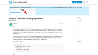Ubiquiti Unifi direct AP login problem - Configuration - Home Assistant ...