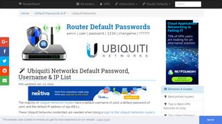 Ubiquiti Networks Default Password, Login & IP List (updated January ...