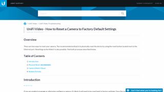 UniFi Video - How to Reset a Camera to Factory Default Settings ...