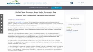 Unified Trust Company Gears Up for Community Day | Business Wire