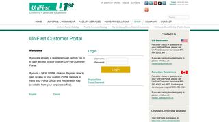 UniFirst | Customer Portal Access Application Login Page