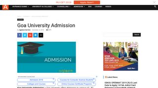 Goa University Admission | AglaSem Admission