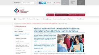 Teachers Health, UniHealth & Nurses and Midwives Health - AASW