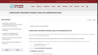 COMPULSORY UNIVERSITY BASED E-MAIL FOR ... - Unilag